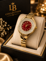 LB Collection Luxury Gold Crystal Women’s Watch