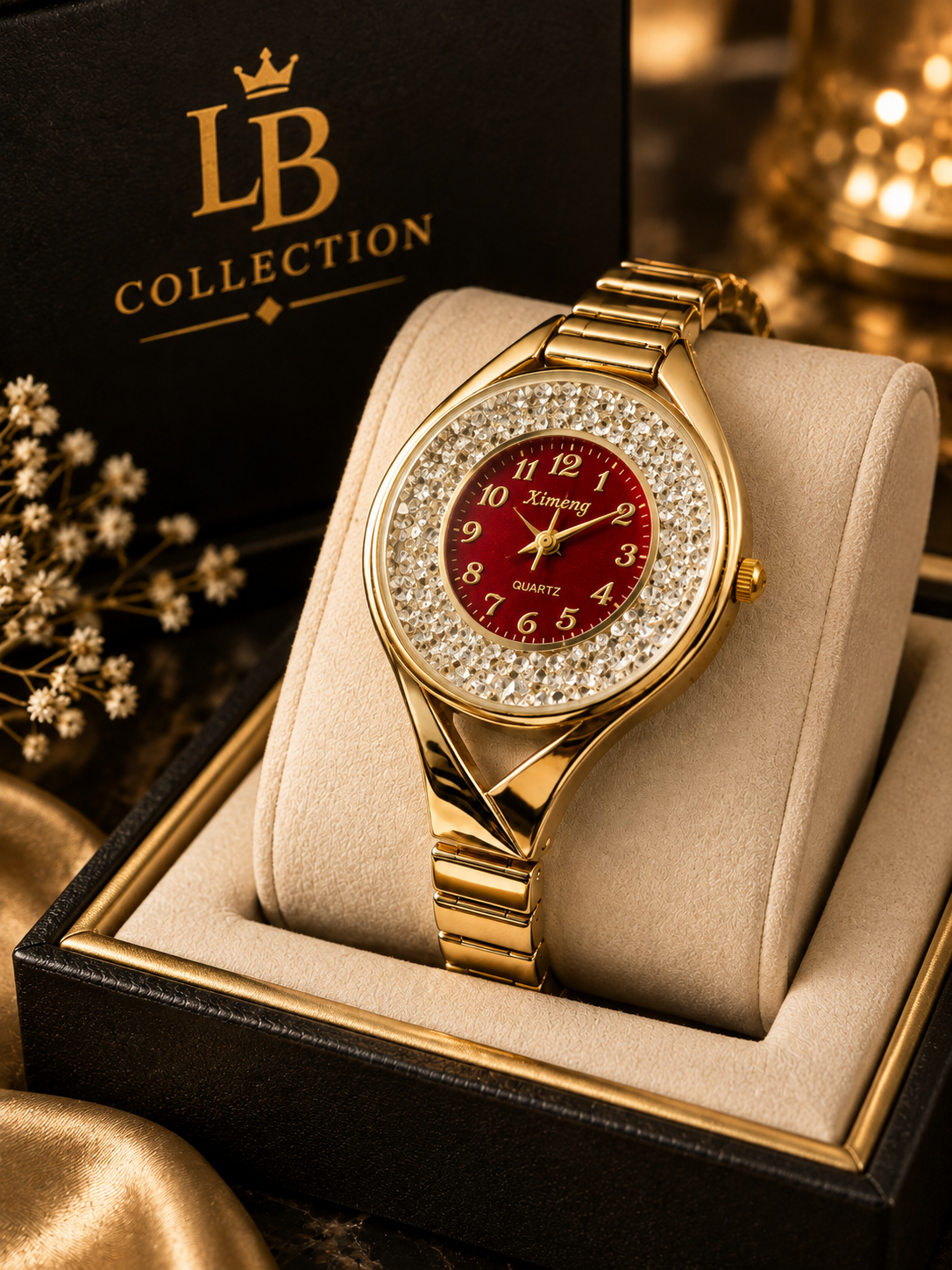 file_0000000089288211b2170df45d20ea90 LB Collection Luxury Gold Crystal Women’s Watch - Image 1